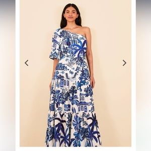 Farm Rio Sweet Rio One Shoulder Maxi Dress